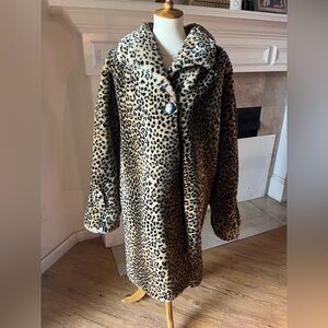 Vintage Leopard Coat Olympia Limited Inc Made in USA Old Hollywood Glam Size M